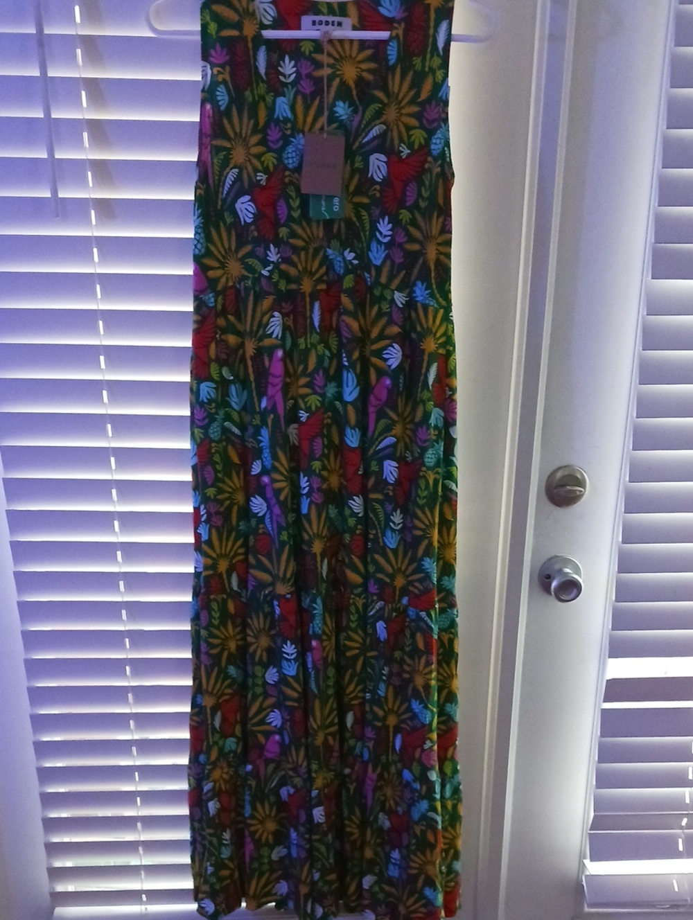 Boden Sylvia Jersey Maxi Tier Dress Green, Tropical Paradise 4R - Picture 2 of 5